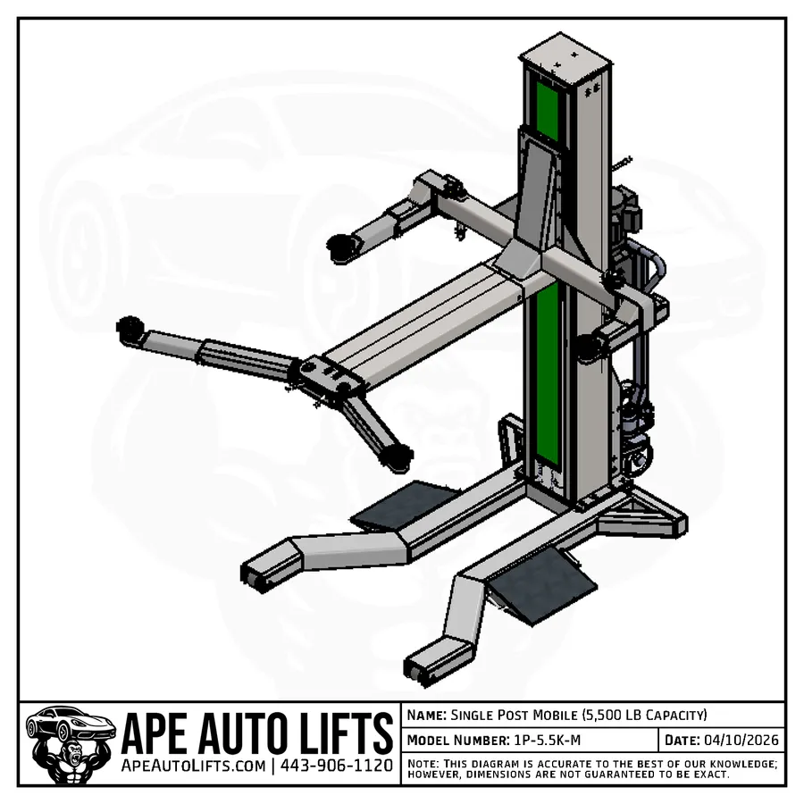 Single Post Lift 3D Model view