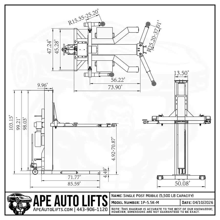 Single Post Lift Diagram view
