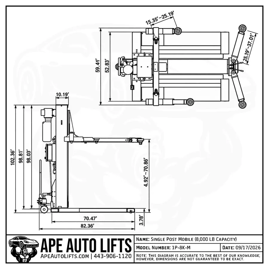Single Post Lift Diagram view