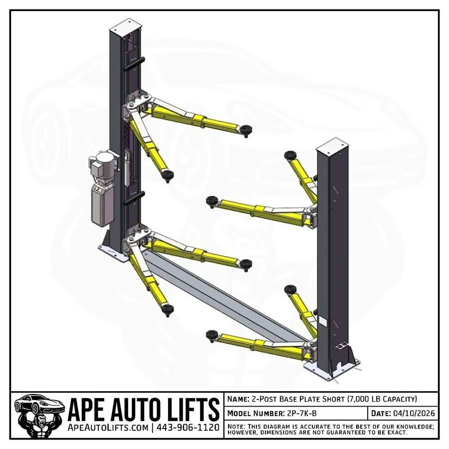 2-Post Base Plate Short 3D Model view