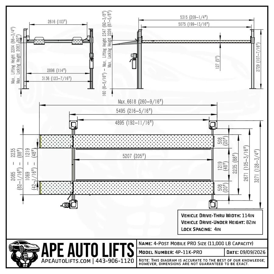 4-Post PRO Size diagram view