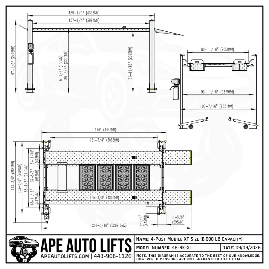 4-Post XT Size diagram view