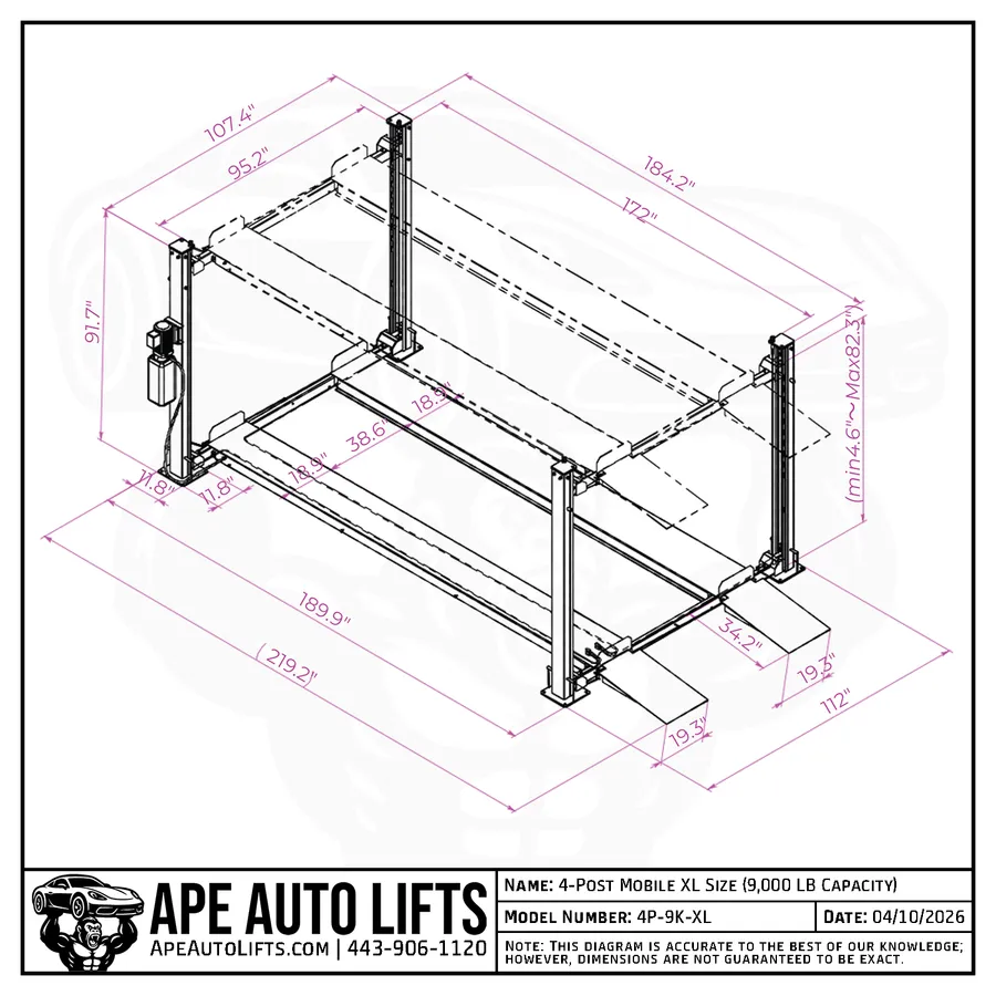 4-Post XL Size diagram view