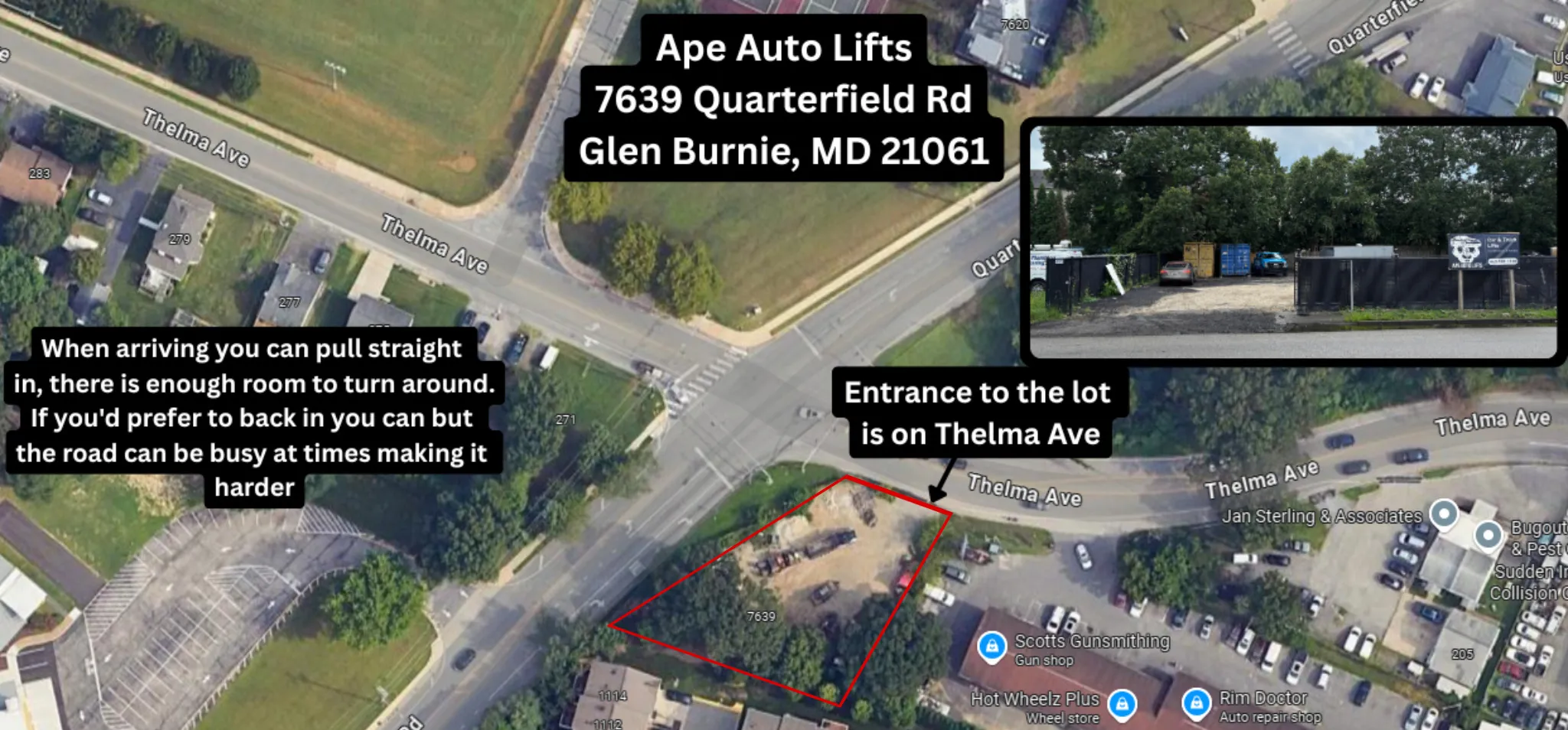Map to Ape Auto Lifts location